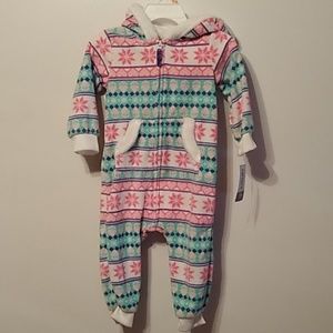 Carter's one piece fleece zip up with hood
